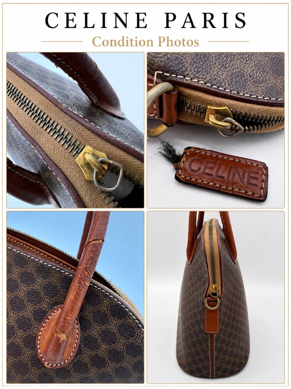 Authentic Celine Macadam Vintage Bag MC96 Top Handle Made in Italy - Picture 13 of 16